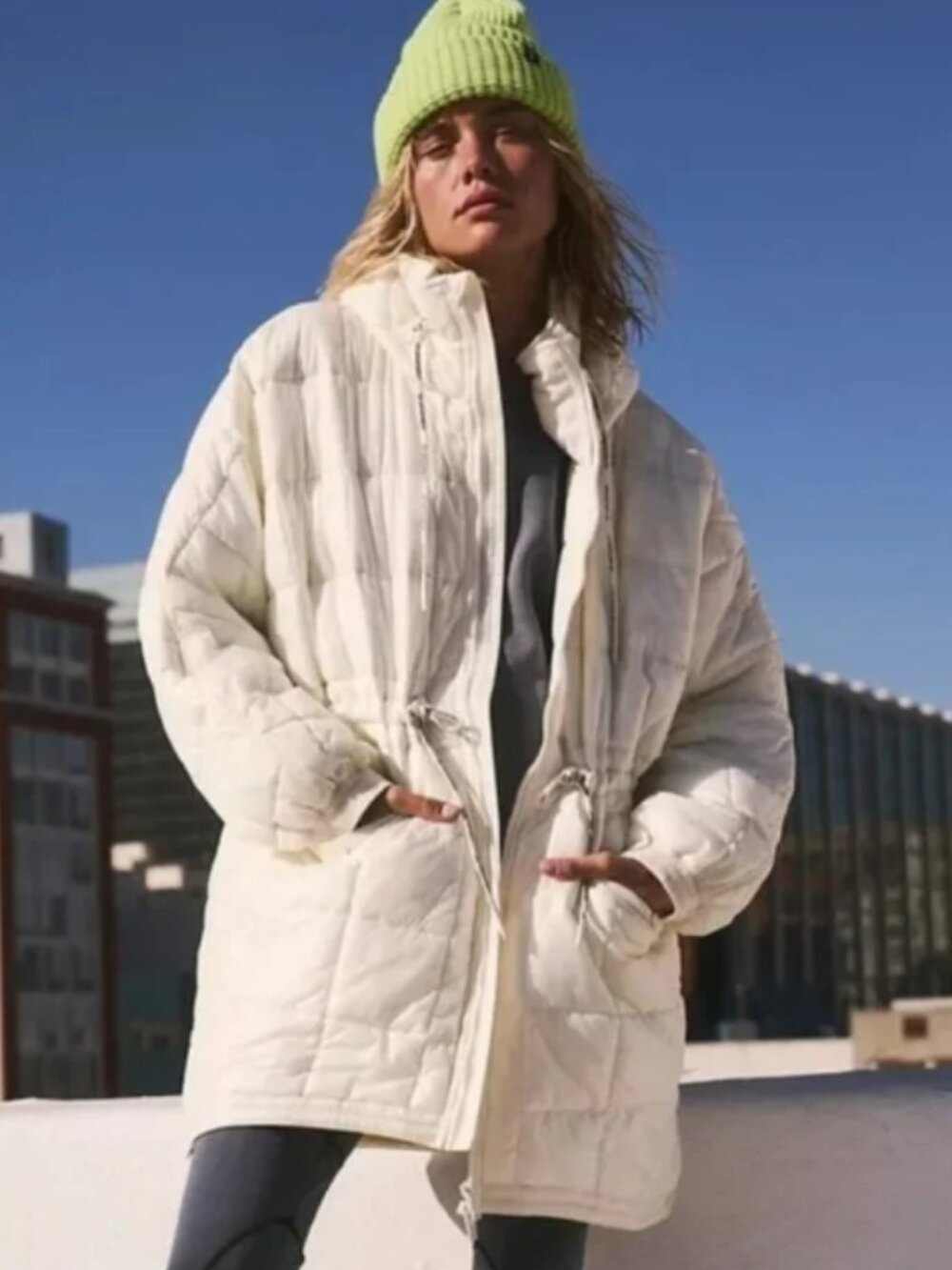 NWT Free People Movement Patricia Packable Poncho Puffer Coat Ivory Large